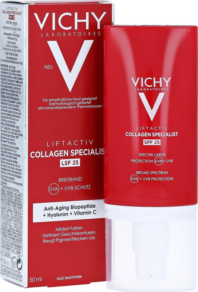 VICHY Liftactiv Collagen Specialist SPF25 with Anti-Aging Biopeptide, Hyaluron & Vitamin C 50ml