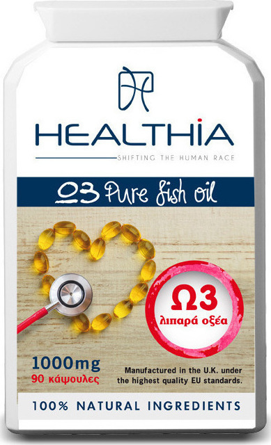 HEALTHIA Fish Oil Omega 3 1000mg 90 Κάψουλες