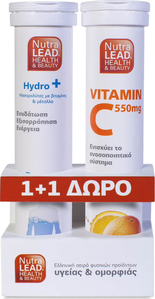 NUTRALEAD Hydro+ Ηλεκτρολύτες + Vitamin C 550mg Πορτοκάλι 20+ 20αναβράζοντα δισκία