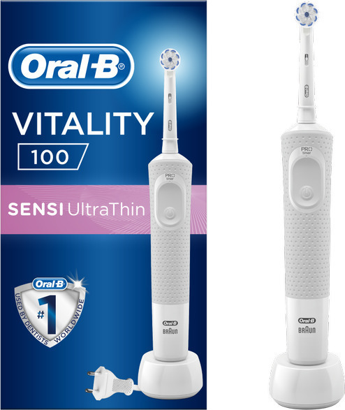 ORAL B Vitality 100 Sensi UltraThin Box Grey-White Επαναφορτιζόμενη Ηλεκτρική Οδοντόβουρτσα