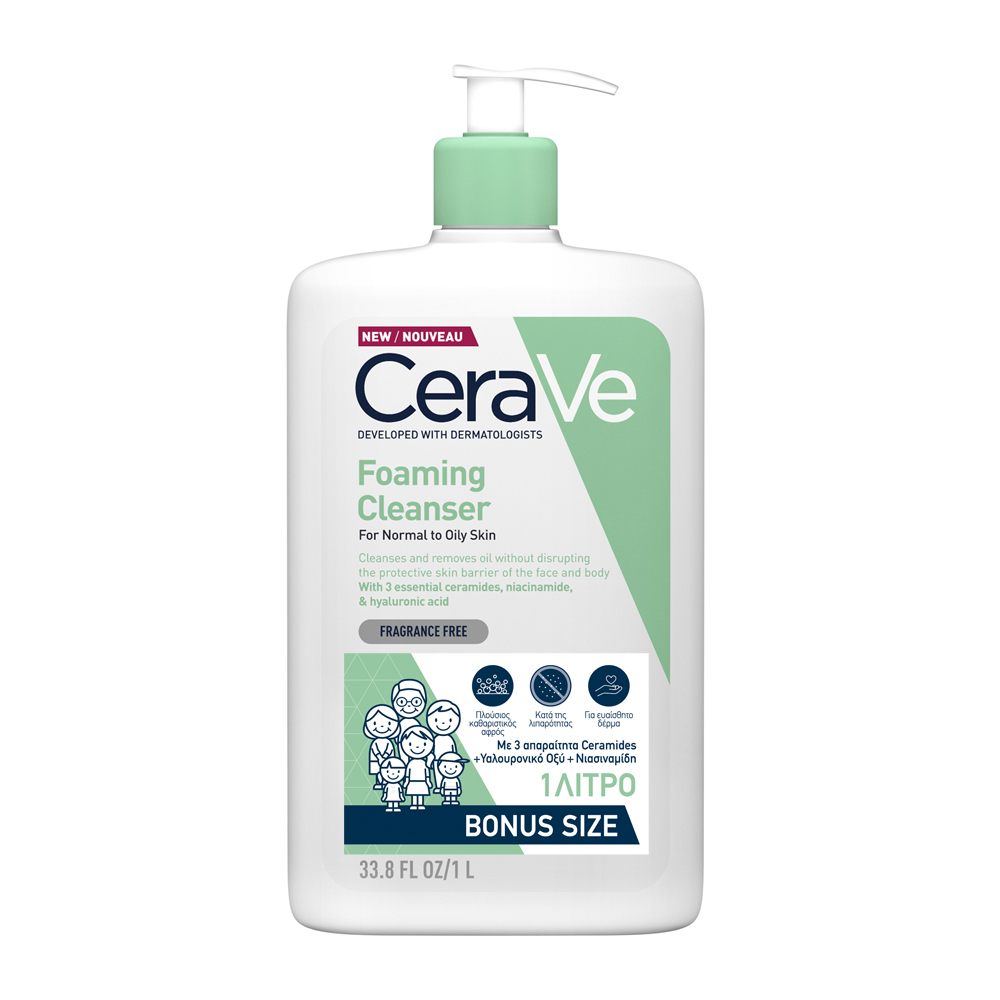 CERAVE Foaming Cleanser (1000ml) - Αφρός Καθαρισμού για Πρόσωπο Και Σώμα