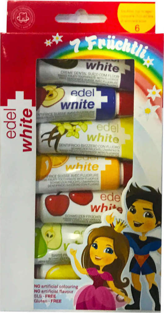 EDEL+WHITE Παιδική Οδοντόκρεμα με 7 Γεύσεις 7Χ9,45ml