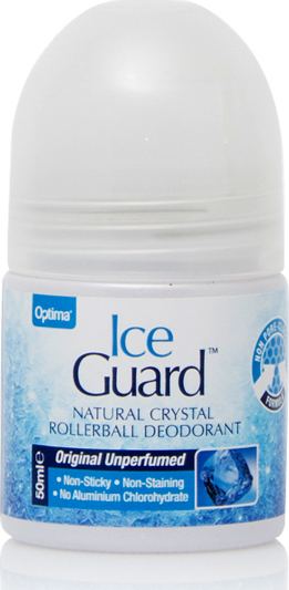 Optima Naturals Original Unperfumed Ice Guard Natural Crystal Deodorant Rollerball Roll-On 50ml