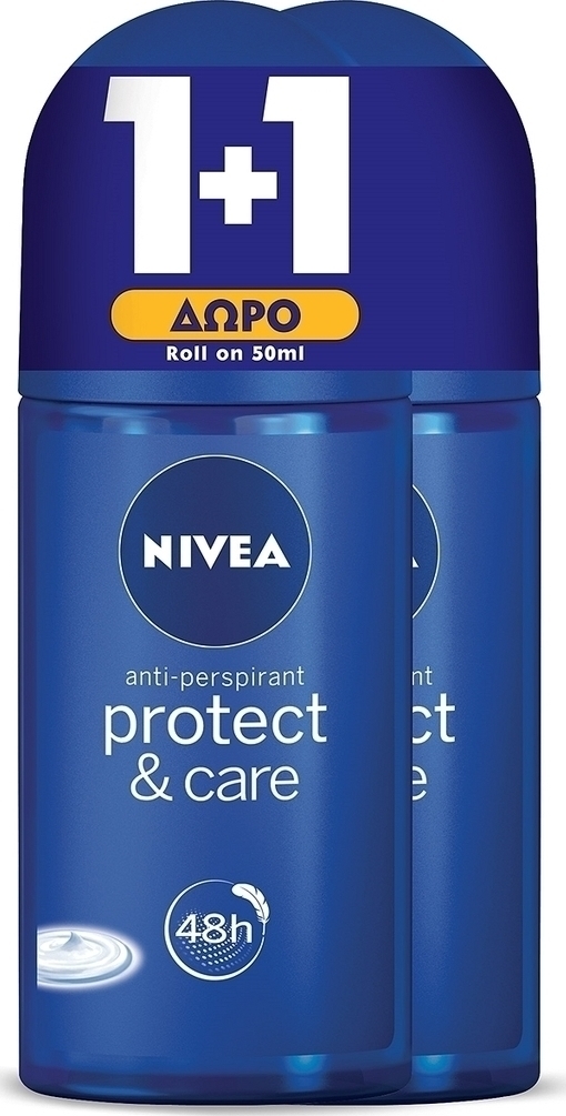 NIVEA 1+1 Δωρο Αποσμητικό Roll-On Protect & Care 48h (50ml)