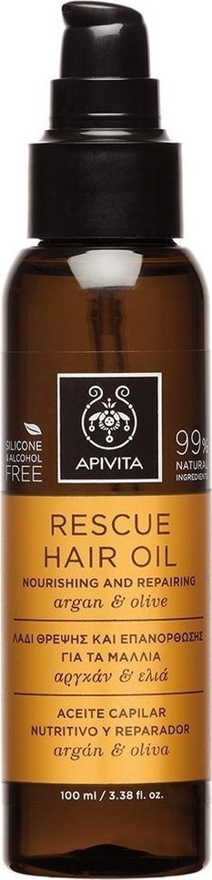 APIVITA Rescue Oil Λάδι Θρέψης - Επανόρθωσης για Τα Μαλλιά με Αργκάν & Ελιά 100ml