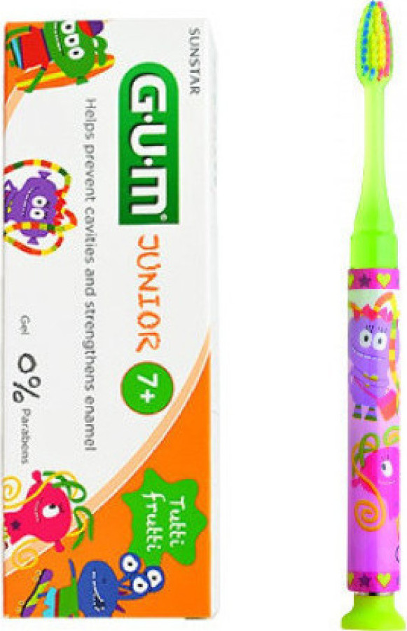 GUM Set Junior Light-Up Yellow Soft Οδοντόβουρτσα & Junior Οδοντόκρεμα 7-12 Ετών Tutti Frutti 50ml