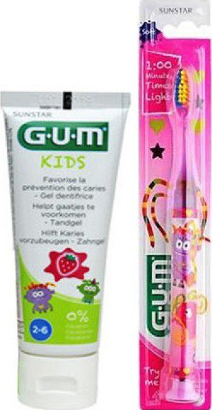 GUM Junior Light Up & Kids Toothpaste 2-6 Strawberry Extra Soft 50ml