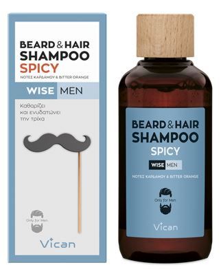 VICAN Wise Men Beard & Hair Shampoo Spicy (200ml) - Σαμπουάν Καθαρισμού για Γένια Και Μαλλιά