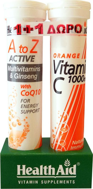 HEALTH AID A to Z Αctive With Q10 + Vitamin C 1000mg 40 αναβράζοντα δισκία