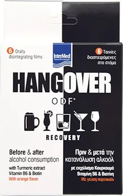 INTERMED Hangover ODF® Recovery Πριν & Μετά την Κατανάλωση Αλκόολ με Γεύση Πορτοκάλι 6τμχ