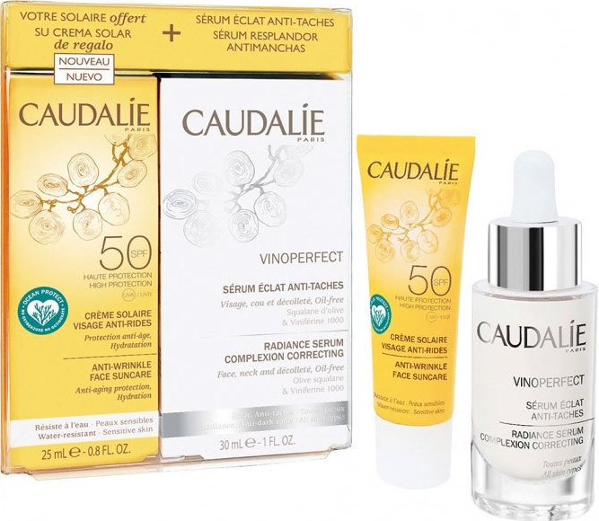CAUDALIE Vinoperfect Radiance Serum Complexion Correcting 30ml & Anti-Wrinkle Face Suncare SPF50 25ml