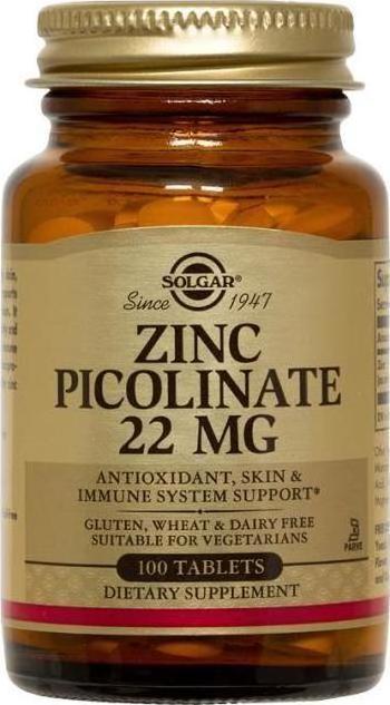 SOLGAR Zinc Picolinate  22mg Tabs 100s