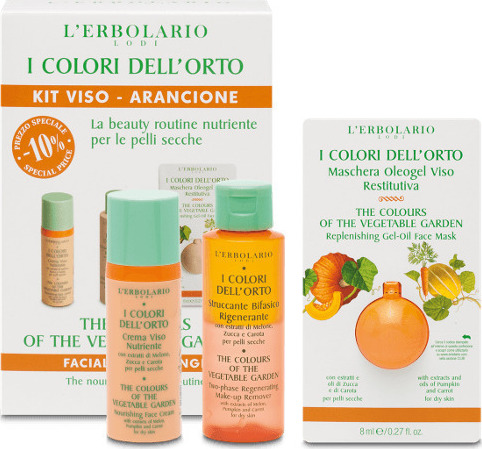 L Erbolario Nourishing Face Cream 50ml, Two-phase Regenerating Make-up Remover 100ml & Replenishing Gel-Oil Face Mask 8ml