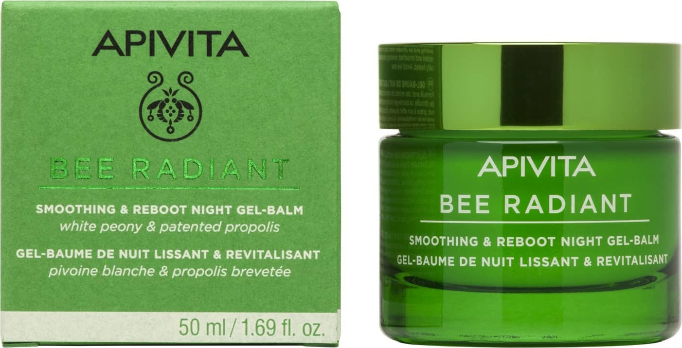 APIVITA Bee Radiant White Peony & Patented Propolis Smoothing & Reboot Night Gel-Balm 50ml