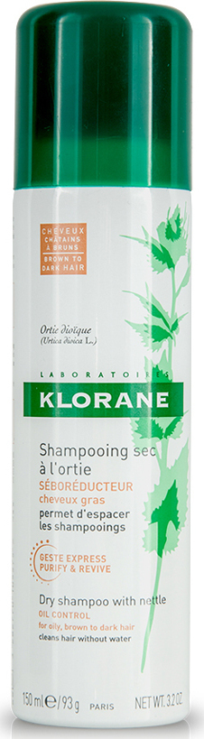 KLORANE Shampooing Sec A L Ortie Brown To Dark Hair Dry Shampoo με τσουκνίδα για Καστανά/μαύρα Μαλλιά 150ml
