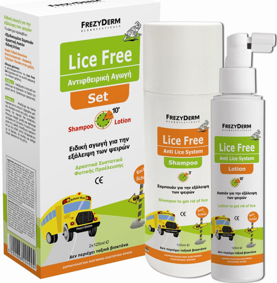 FREZYDERM Lice Free Set Sampoo 125ml + Lotion 125ml + Toothed Comb