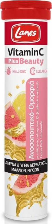 LANES Vitamin C Plus Beauty Pink Lemonade 500mg 20 αναβράζοντα δισκία