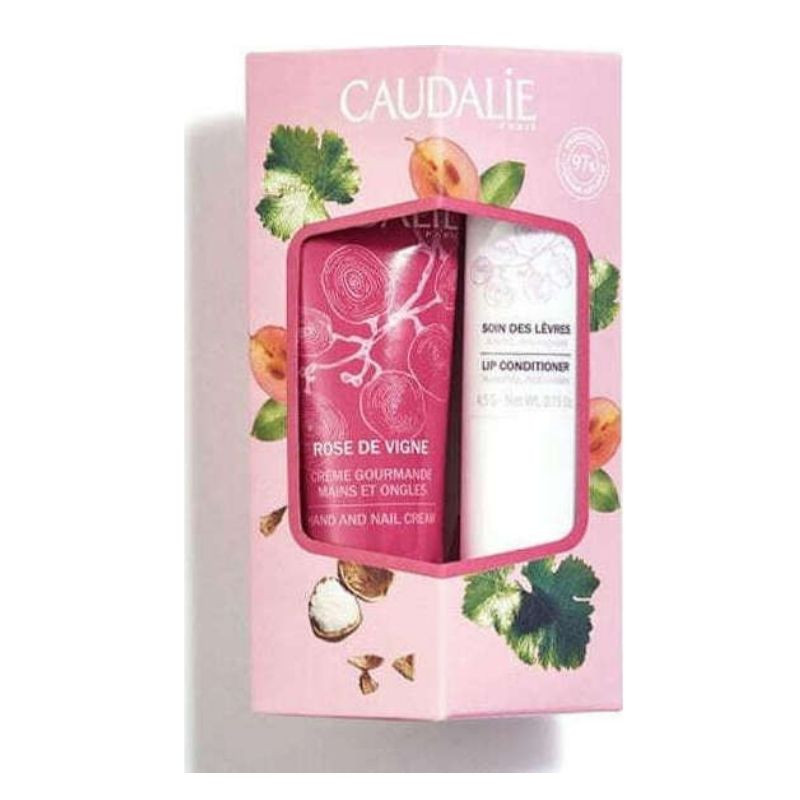 CAUDALIE Set Rose De Vigne Hand & Nail Cream 30ml & Lip Conditioner 4.5g