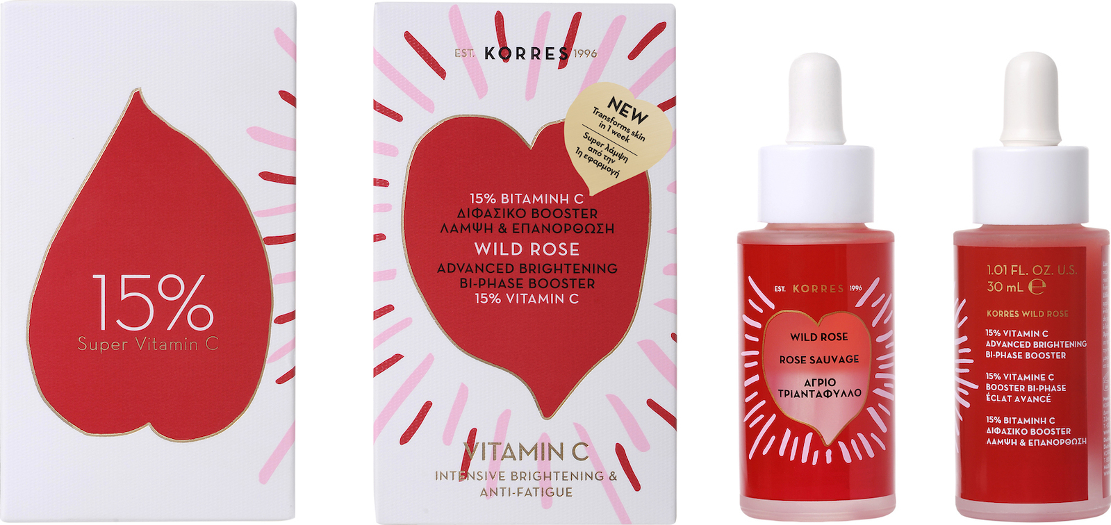 KORRES Wild Rose Advanced Brightening Bi-phase Booster 15% Vitamin C 30m