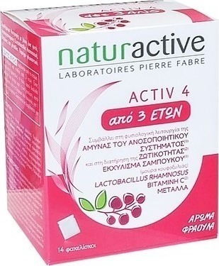 NATURACTIVE Activ 4 Συμπλήρωμα Διατροφής για την Ενίσχυση του Ανοσοποιητικού Συστήματος 14 Φακελίσκοι 3Ετών+